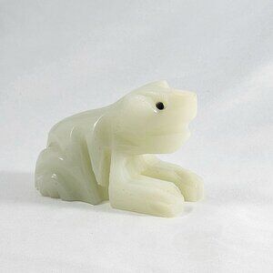 Vintage Handcarved Mexican Onyx Bear Frog Figurine Unique Artisan Stone Statue